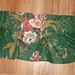 Vintage Barkcloth Fabric Curtain VALANCE - Pink Flowers on Green - 82" WIDE x 11-3/4" LONG