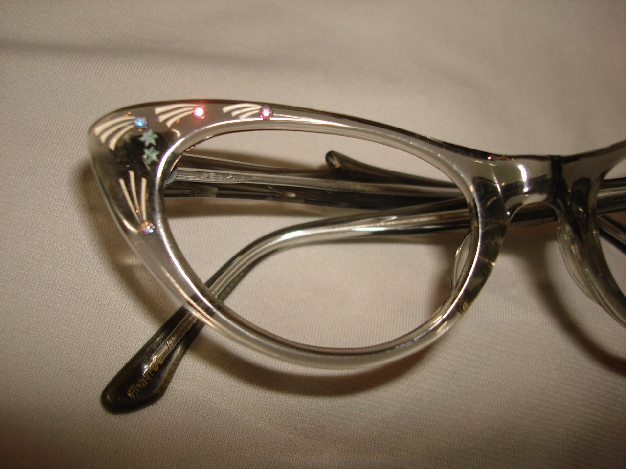 Vintage 1950's GREY EYEGLASSES FRAME - Shooting Star Design