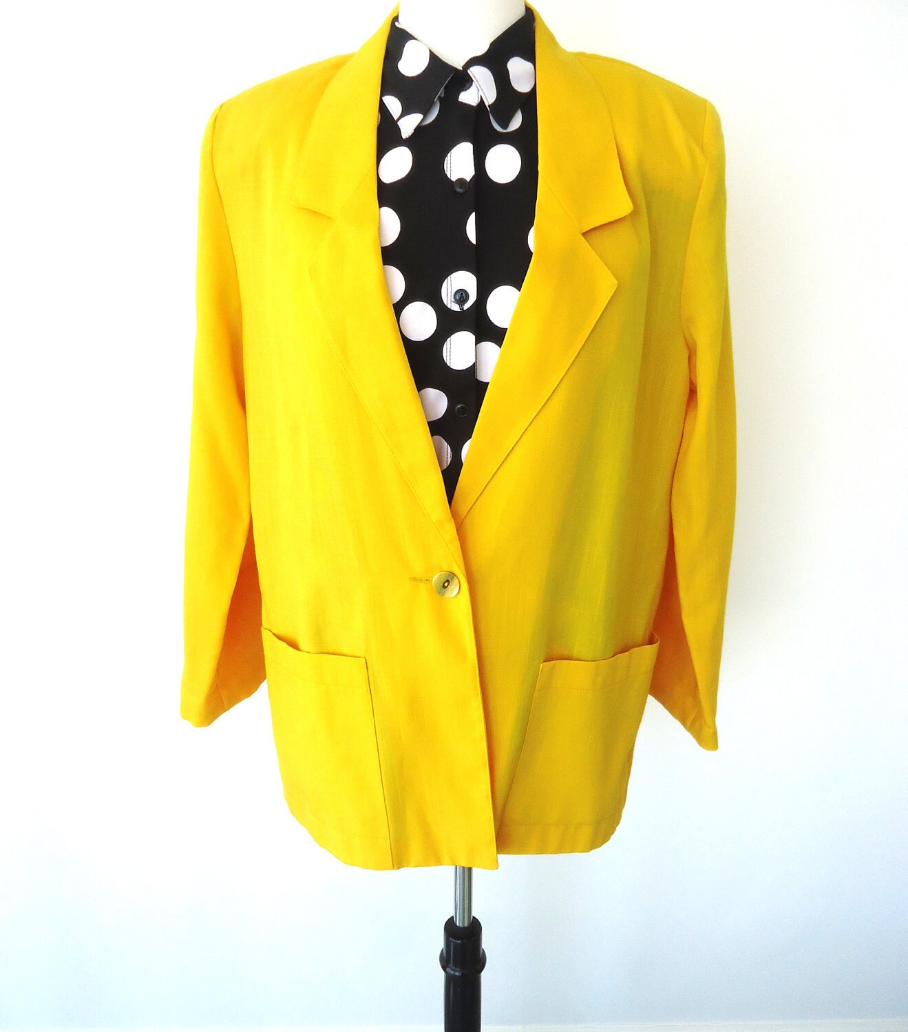 Items similar to Vintage BRIGHT YELLOW BOYFRIEND Blazer Jacket