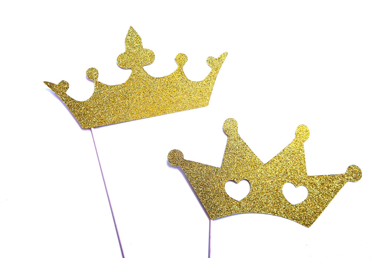 Photo Booth Props - Prom King and Queen Crowns with GLITTER - Photobooth Props