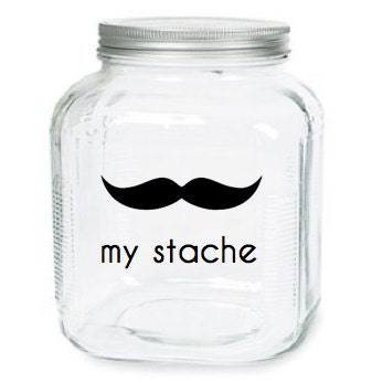 My Stache Jar - The Handlebar Mustache Glass Jar - Money Jar