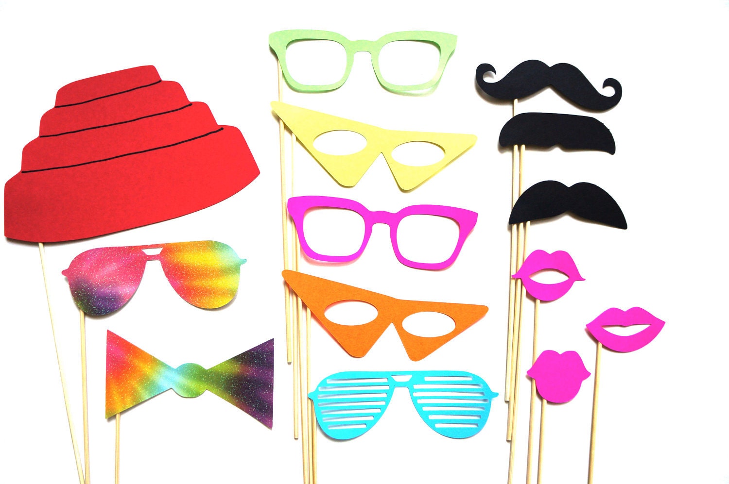 Photo Booth Props - The Totally 80s Collection - 14 piece prop set - Birthdays, Weddings, Parties - Photobooth Props