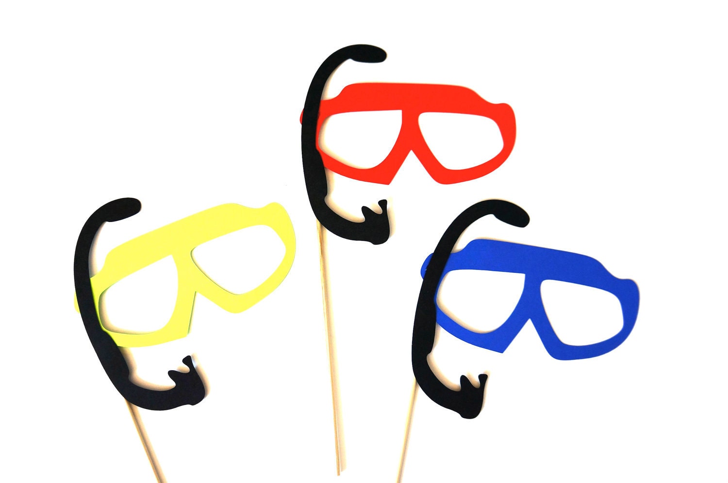 Summer Photo Booth Prop Set - Set of 3 Swim Goggles with Snorkles - Birthdays, Weddings, Parties - Fun Photobooth Props