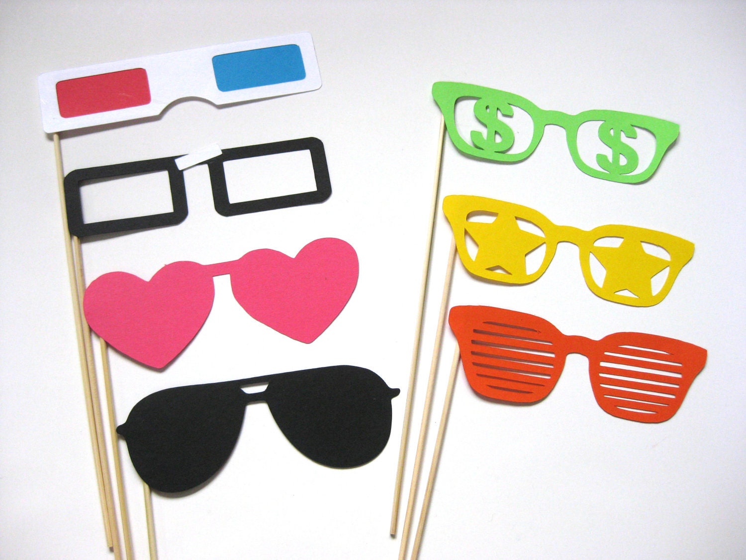 Wedding Props - Fun Photo Booth Props - The Retro Collection - 7 piece set - Birthdays, Weddings, Parties - Photobooth Props