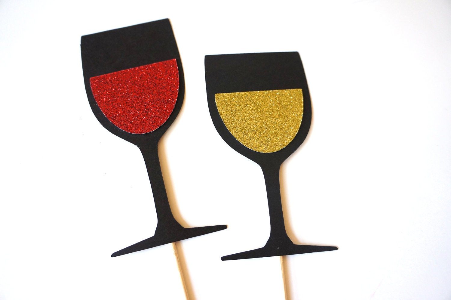Photo Booth Props - Wine Collection - Set of 2 Photobooth Props with GLITTER