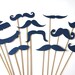 Photo Booth Props - Mustache Bash - Set of 12 NAVY Mustaches on a stick - Photobooth Props Party Props
