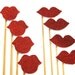 Photo Booth Prop Set - Luscious Glitter Lips On a Stick - Red - 8 piece set - Glitter and Shine Collection - Photobooth Props