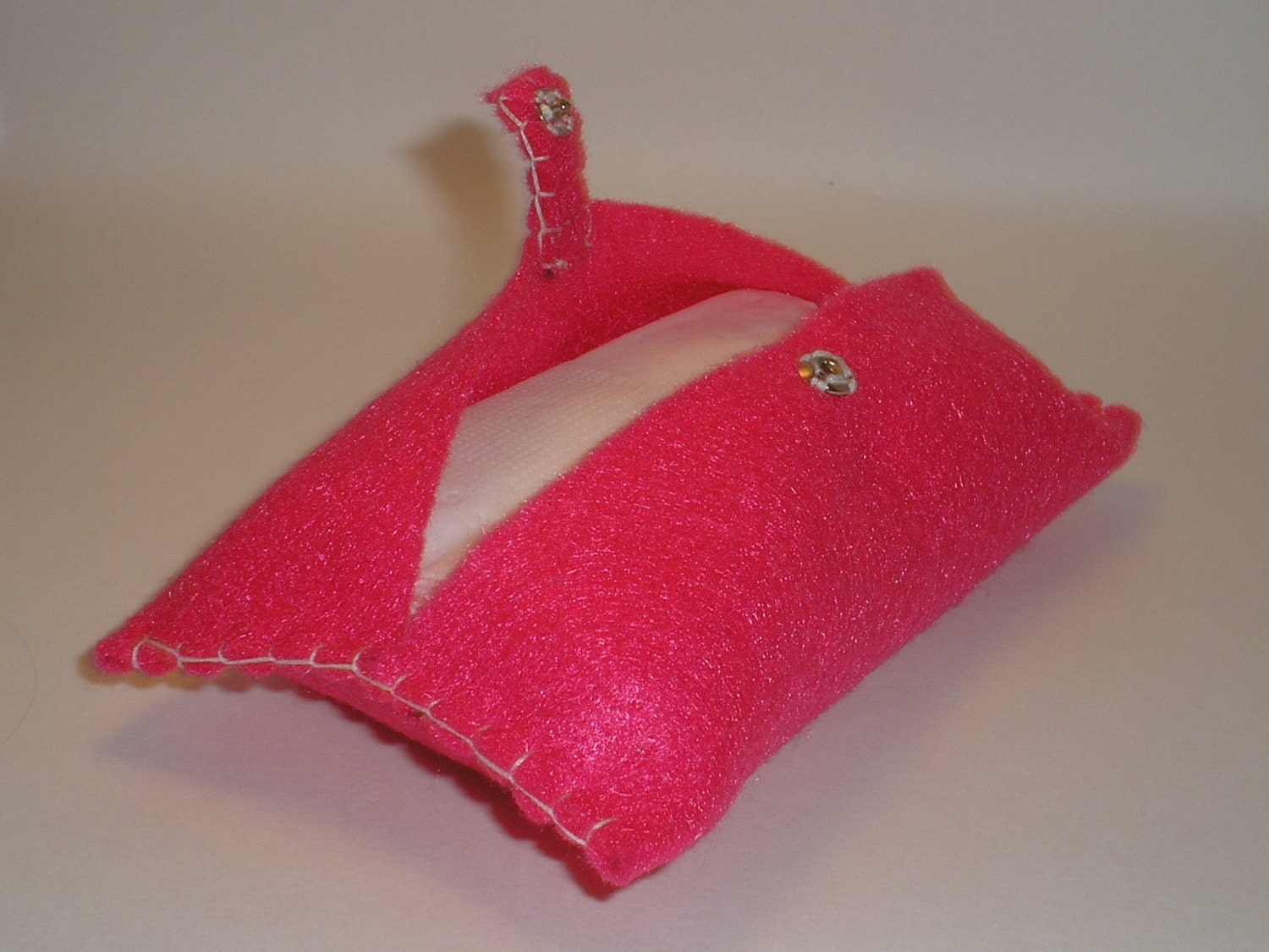 Pocket Tissue Holder in Shocking Pink Felt, Tissue Pouch Wallet