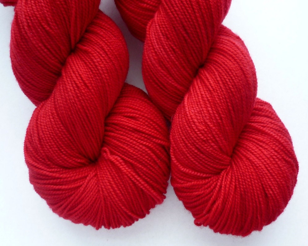 Merino Sock Yarn - Hand Dyed Superwash Merino Fingering Weight Yarn in Amaryllis Red Colorway