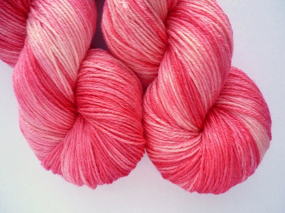Merino Silk Yarn - Hand Dyed 50/50 Merino Silk Fingering Weight in Azalea Colorway
