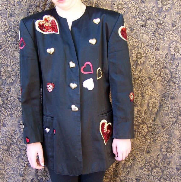 Vintage ESCADA sateen jacket Perfume Rep's wear Margaretha Ley sequins embroidered size 38