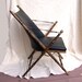 1860s English CAMPAIGN CHAIR no. 2 Chinoiserie  oak leather brass faux bamboo Hollywood Regency lines Italian