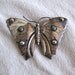 Huge Mexican brooch butterfly silver turquoise or calcite 4 1/4 inches wide vintage Mexico