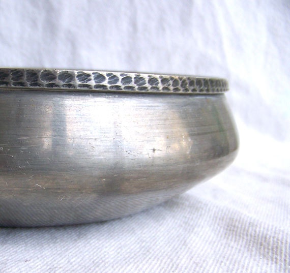 Danish Modern bowl BM Norway pewter with hammered edge vintage elegance