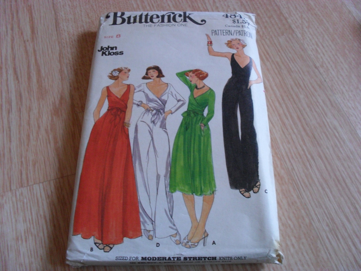Butterick 4845 1970s Sewing Pattern Size 8 Elegant Dress and Jumpsuit