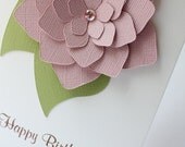 Happy Birthday Card -  Blush Pink Flower - Personalize - Thank You - Get Well - Congratulations - Mother's Day