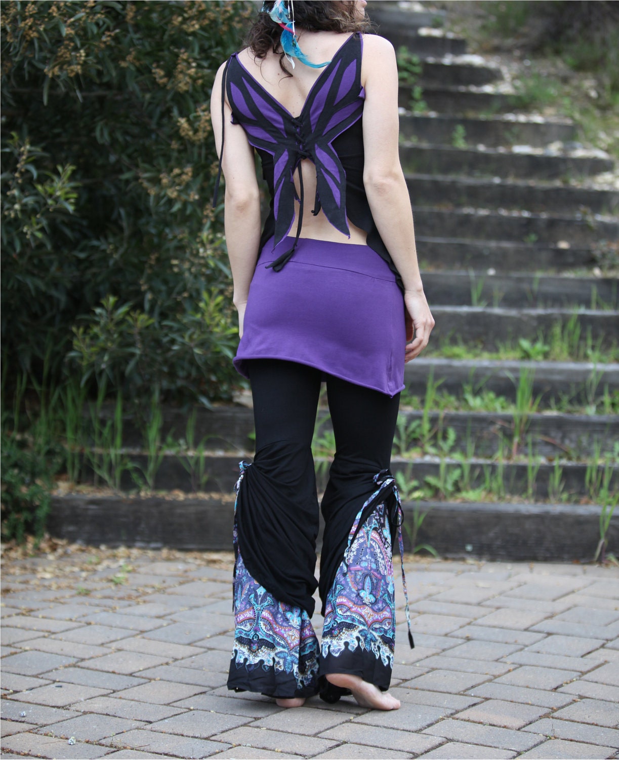 RESERVED fro VERONIKA Tibetan Flare Pant - in Black with Leg Flares Included