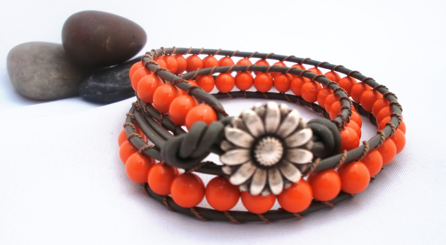 The Coral Beach Leather Wrap Bracelet
