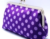 Light Purple Polka Dots in Amethyst Purple - Large Clutch Purse (044)