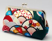Fans and sakura - Large Clutch Purse (L-123)