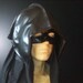 Hooded Thief Black Leather Costume Mask