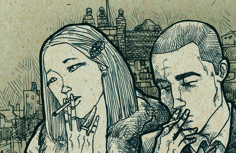 Movie Poster Richie and Margot  art illustration drawing ink pencil pen digital print comic