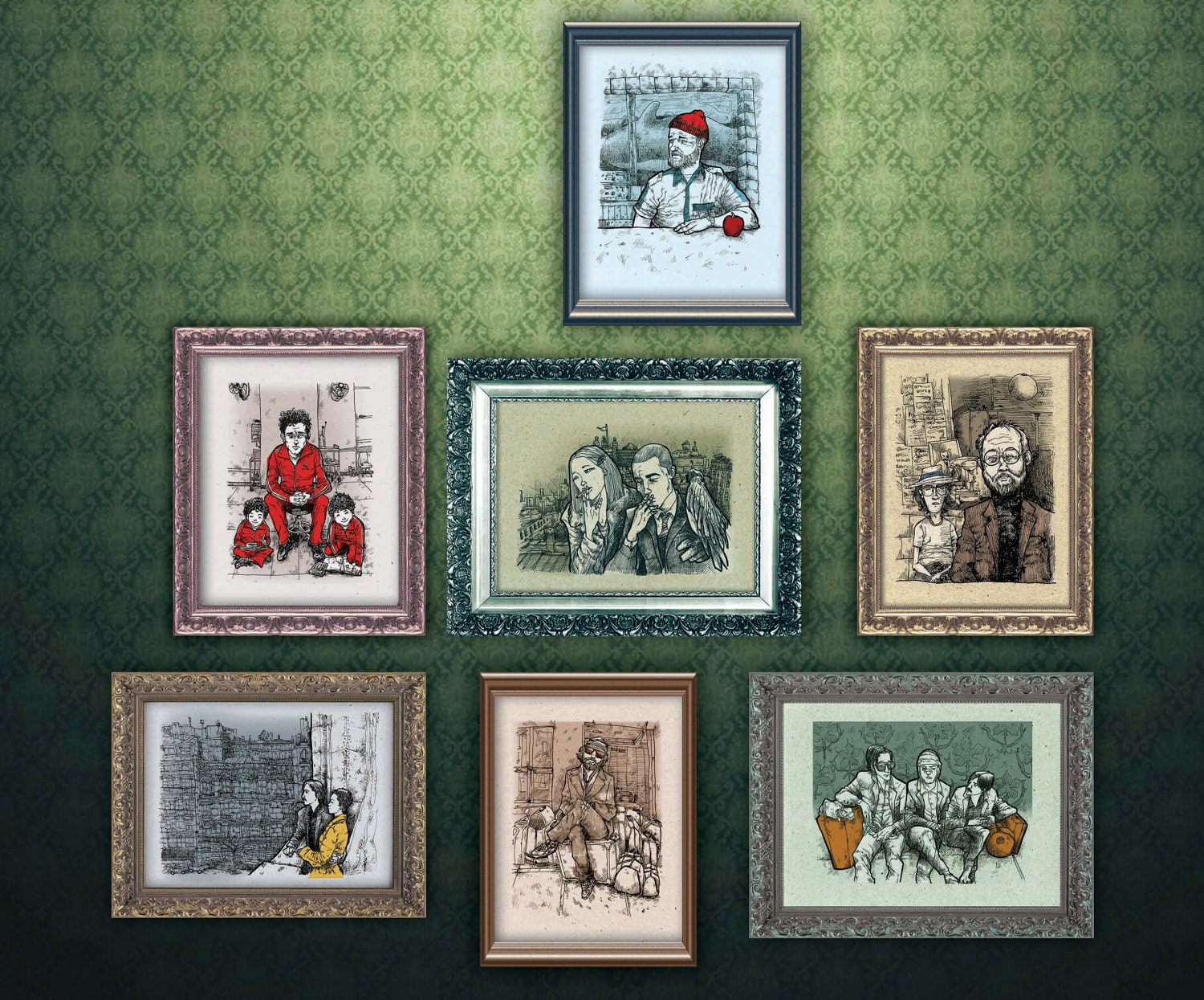 etsy art sales Wes Anderson SALE Pay 2 take 3 art illustration drawing ink pencil pen digital print