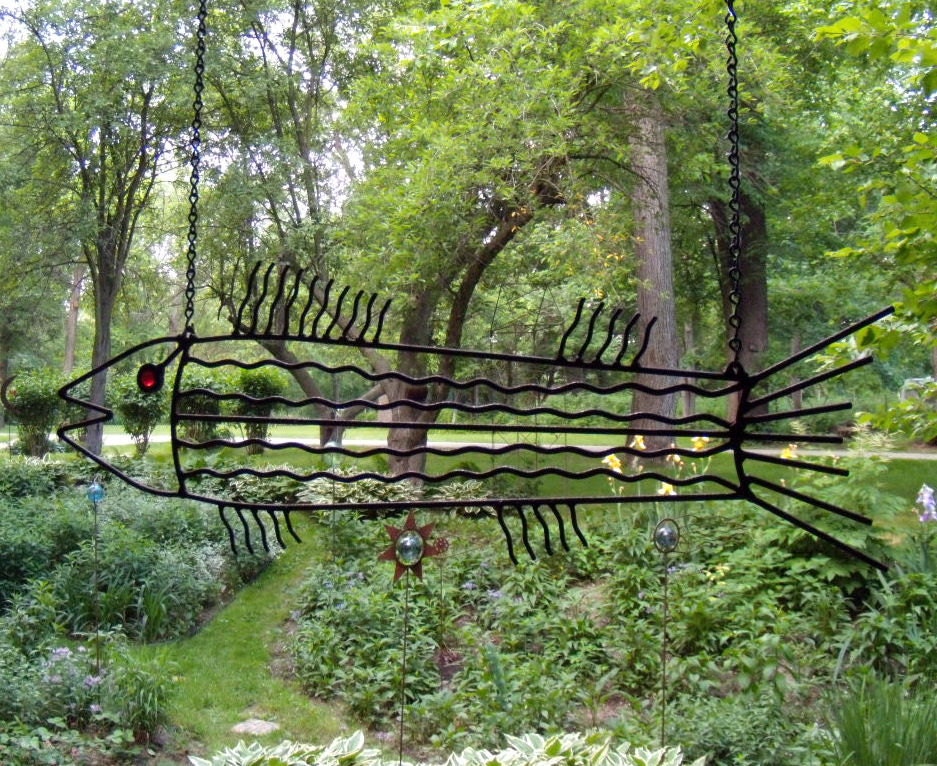 Fillet De Bone Steel Red Eye Fish Garden Art For Your Cabin On The Lake