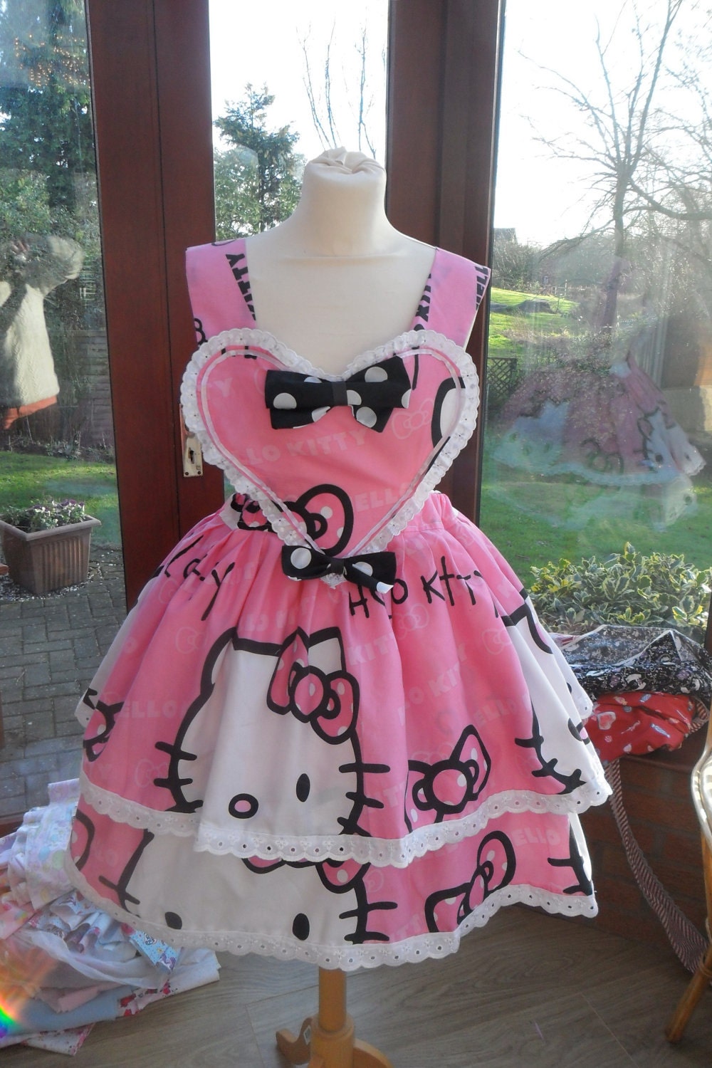 Made to order Hello Kitty Heart Pinafore Size UK 8-12