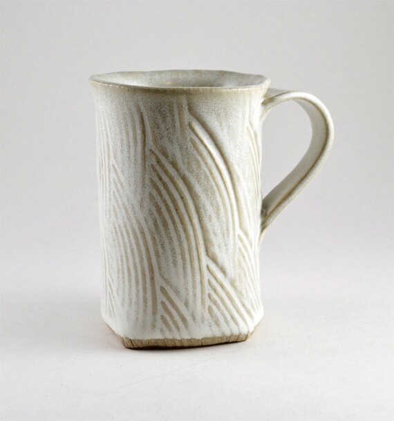 Handbuilt Stoneware Mug Buttermilk Glaze by RoseMarysClay on Etsy