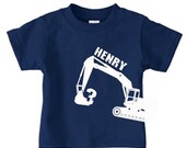 Personalized digger t-shirt, excavator birthday t-shirt for boys