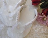 Bridal Shoes, Bridal Flip Flops, Wedding Sandals, Flower Girl Flip Flops, White Bridal Flip Flops, Bridesmaids Shoes, ADRIANA'S WRAPPING