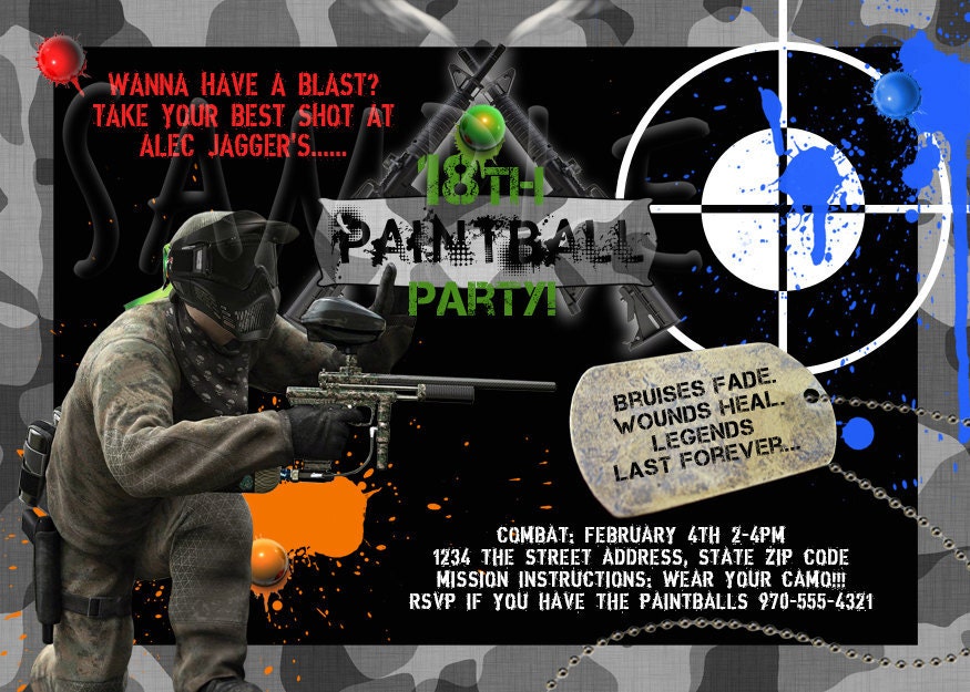 Paintball Invitations