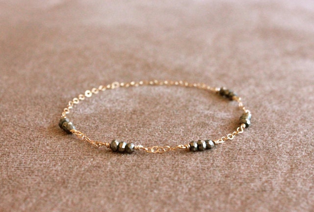 pyrite stone - dash gold bracelet