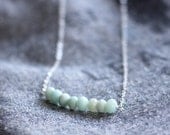 amazonite sterling silver beaded bar necklace