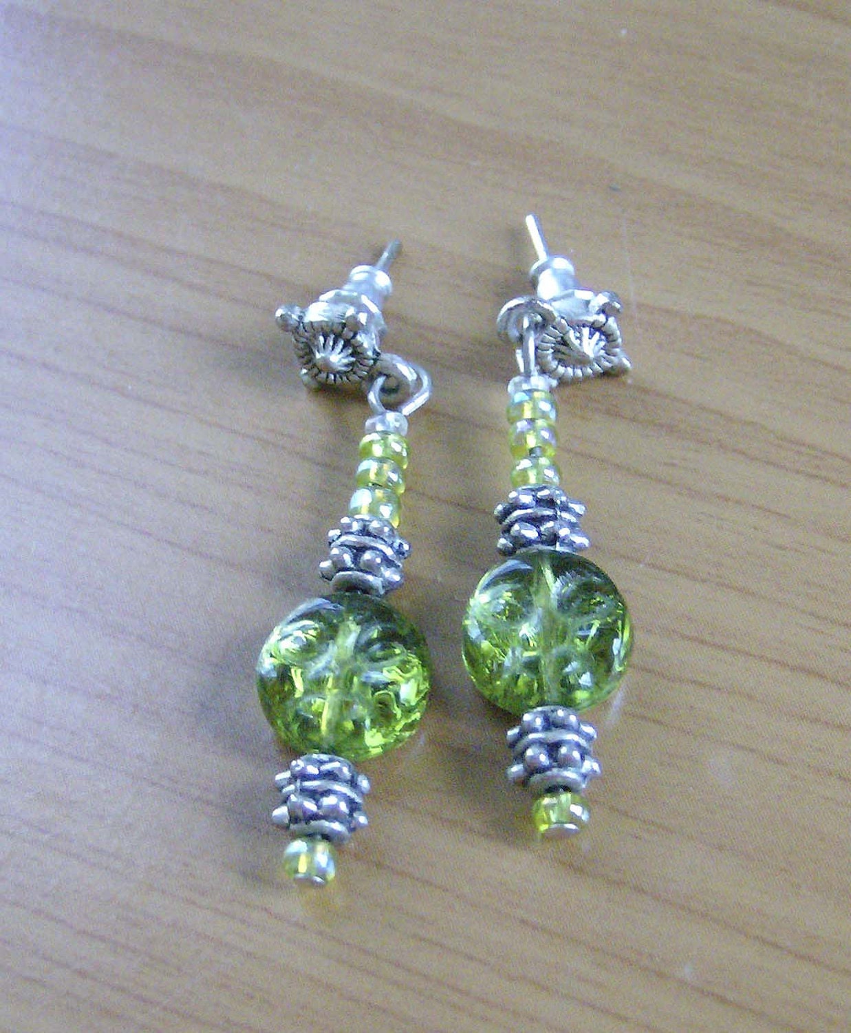 Aztec Autumn Sun, glass bead earrings