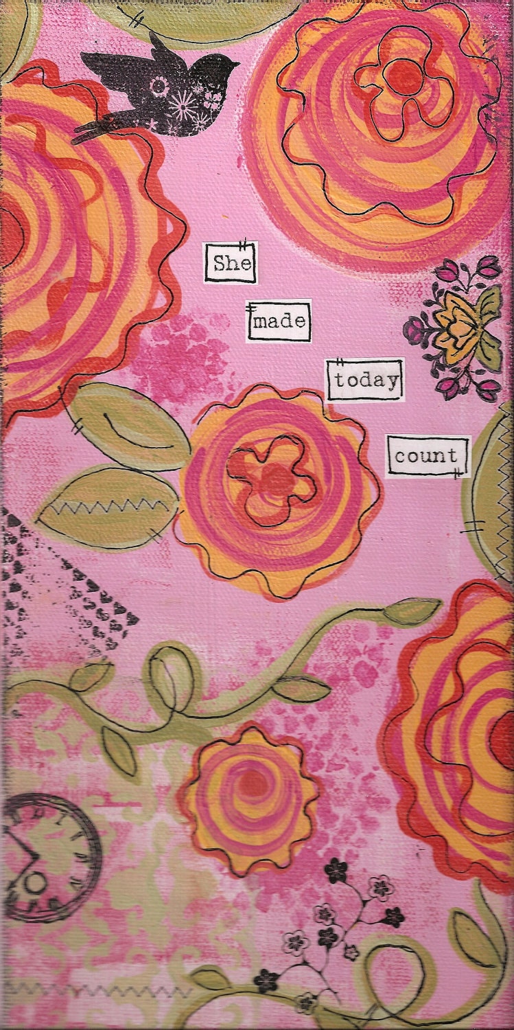 She made today count - Mixed Media - Art Print