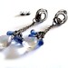 Silver studs EARRINGS natural blue Kyanit mystic Quartz, aqua baby blue sea water, long chain snails, unique fashion