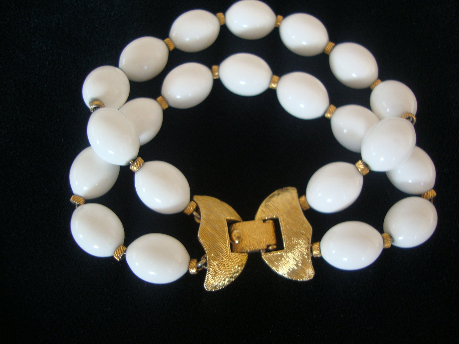 Monet Vintage White Beaded Bracelet