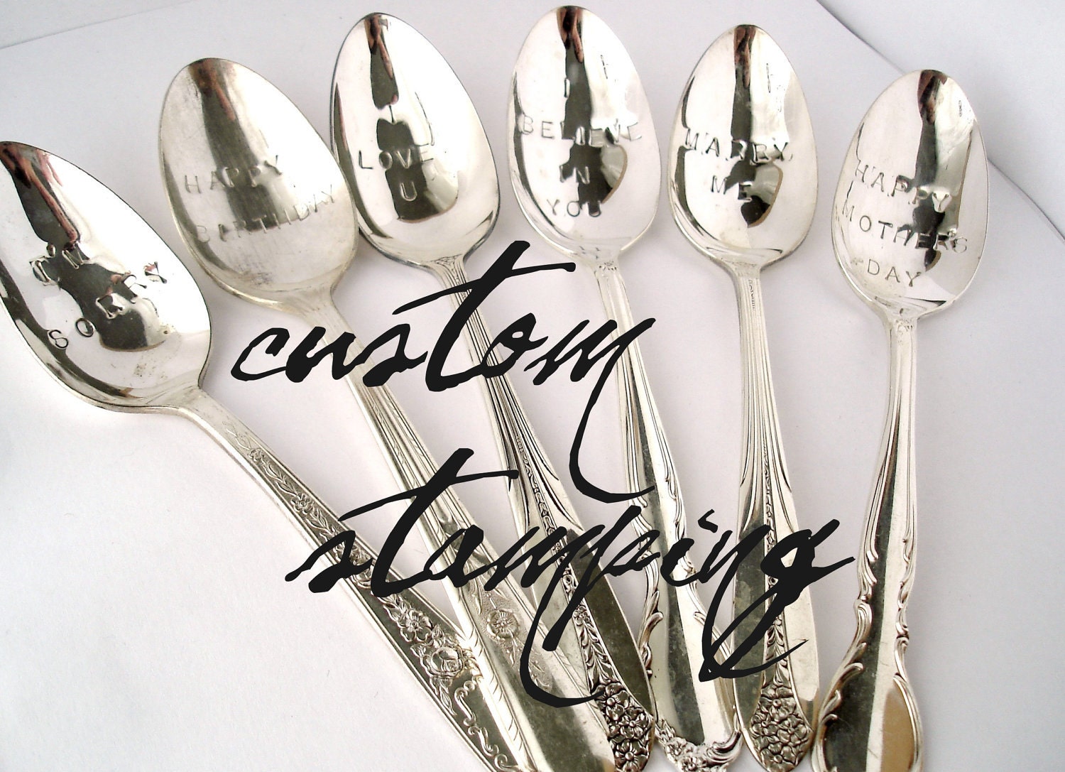 Custom Hand Stamped Spoon, One Vintage Silverplated Spoon