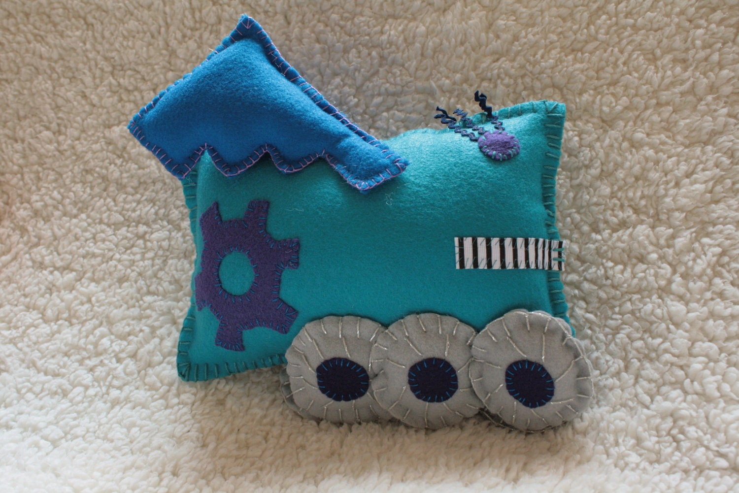 Robot plushie handsewn stuffed animal: BIV the Rainbow Robot