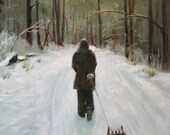 Print of "Sledding" Painting by Rachel Herrera