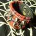 Red Plaid Punk 2 Row English 77 Cone Studded Cuff
