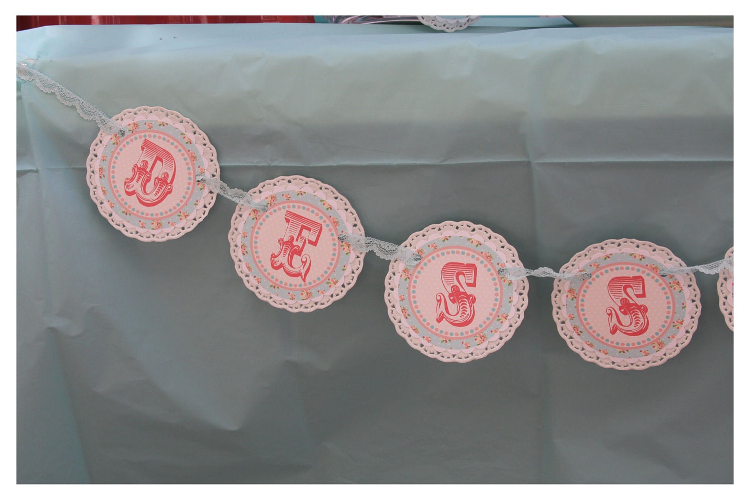 Shabby Chic Butterfly Banner DIY VERSION, Vintage Banner, Doilies, Rose Banner