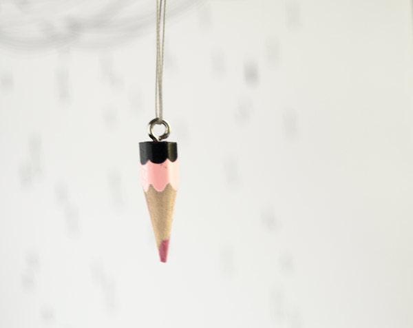 pink candy - hand painted pencil charm necklace