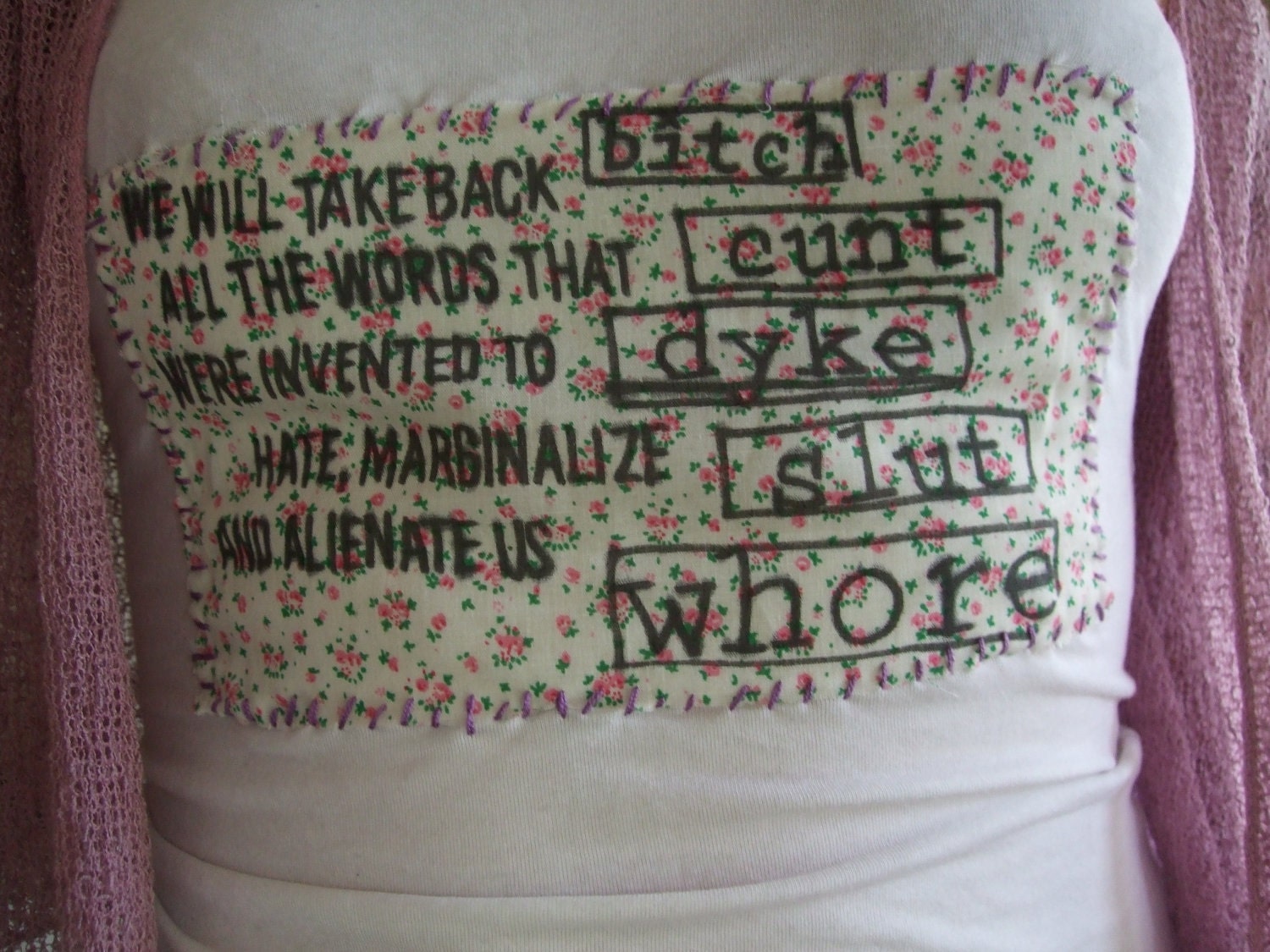 RIOT GRRRL Floral feminist vest top MATURE
