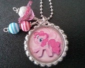 Little Girls My Little Pony Pinkie Pie BOTTLE CAP NECKLACE Child Kid Birthday Valentines Easter Gift