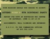 Custom Boys Camoflouge Army Paintball Invitation - DIY Printable Birthday Party Digital Invite