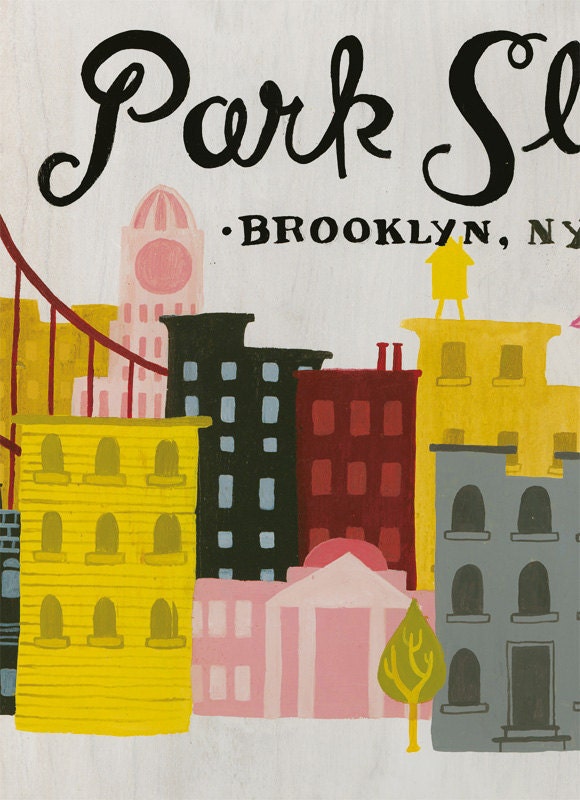 Park Slope Brooklyn Birch Wood Print - RESERVED