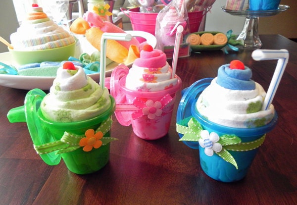 Sippy Shake - Burp Cloth, Baby Cap & Sippy Cup Milkshake - Unique Baby Shower Gifts and Favors cute boy girl neutral